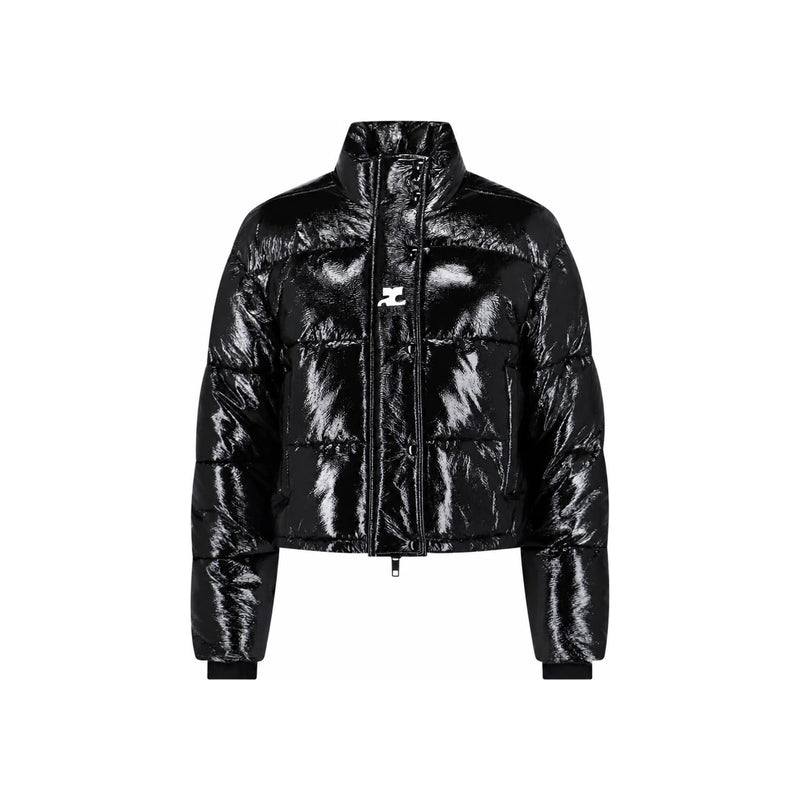 courreges Women’s Cropped Vinyl Puffer Jacket Black