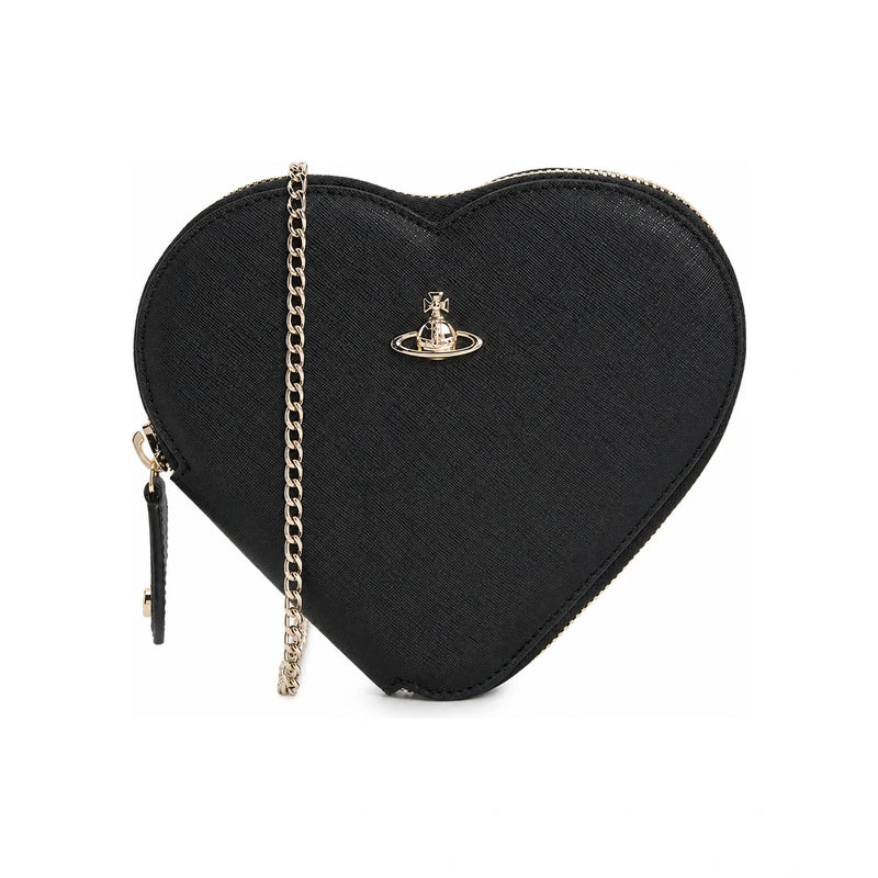 Vivienne Westwood Saffiano New Heart Chain Crossbody Bag fo 58010001W L001N N402