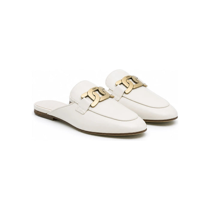 Tods Chain Logo Leather Mules Loafers