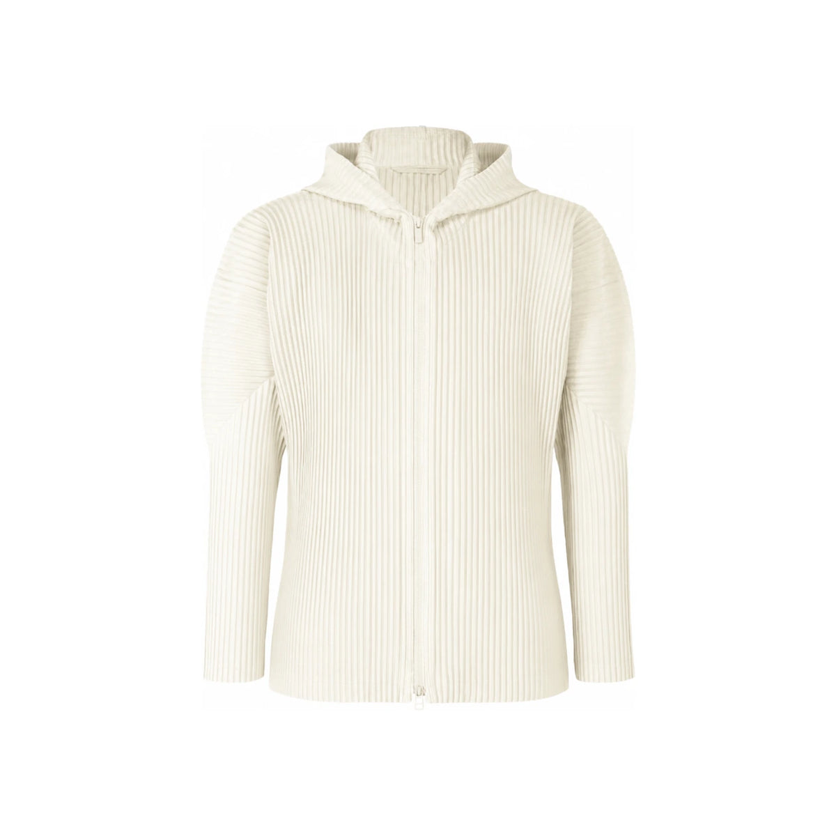 Issey Miyake Homme Plissé Ivory Hooded Zip-Up Jacket