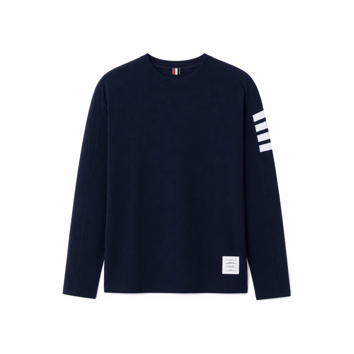 THOM BROWNE Navy Long Sleeve Crewneck T-Shirt