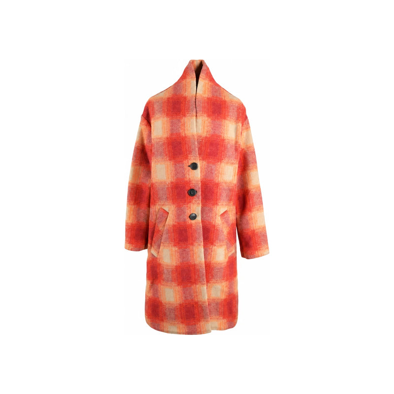 Isabel Marant GABRIEL Check Wool Coat Orange