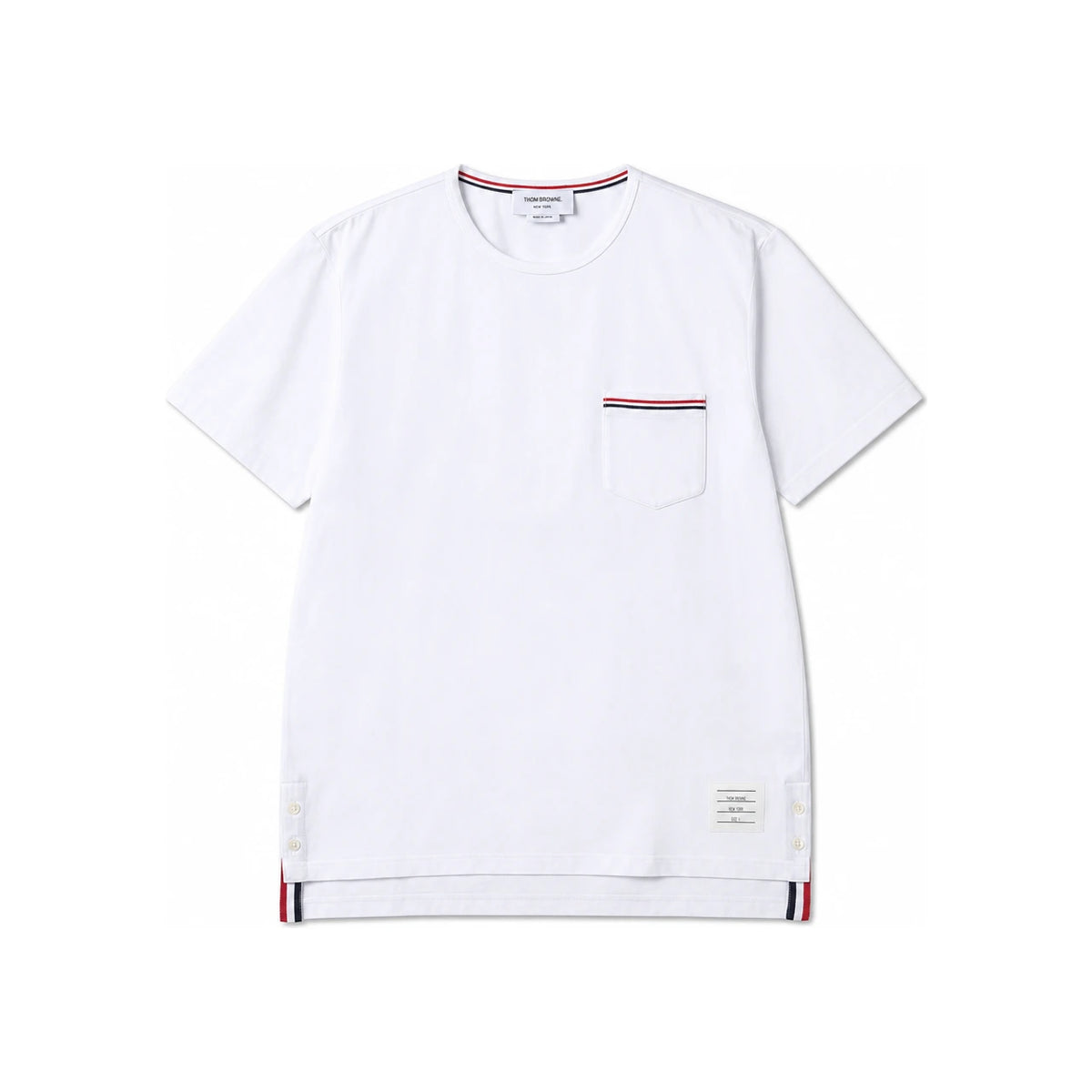 THOM BROWNE White Cotton Short Sleeve T-Shirt for Men