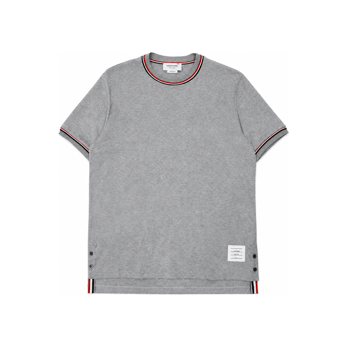 THOM BROWNE Men’s Short Sleeve T-Shirt Gray Cotton Crewneck