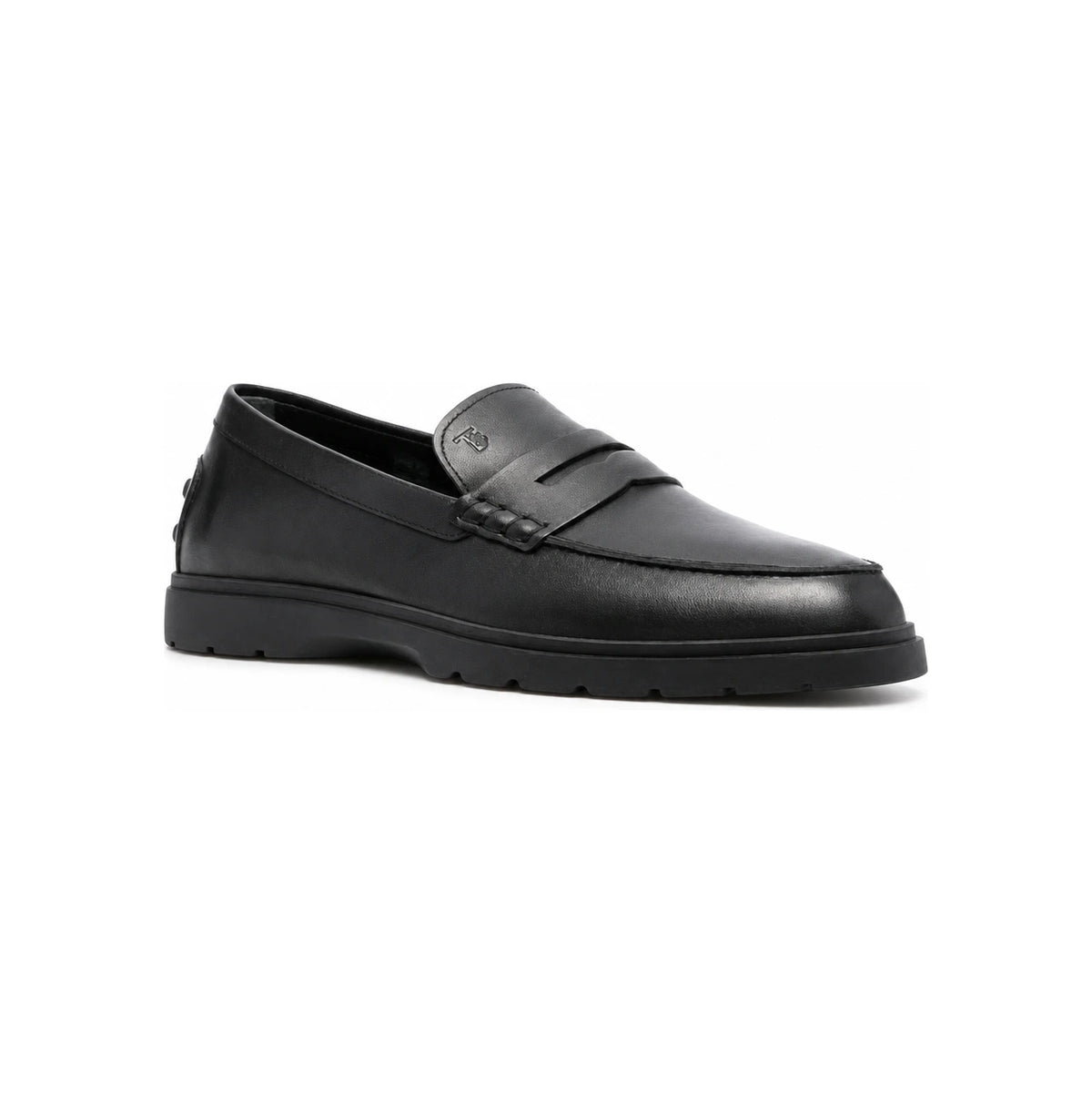 Tods Black Leather Penny Loafers Men's Shoes XXM59K00010 N6MB999