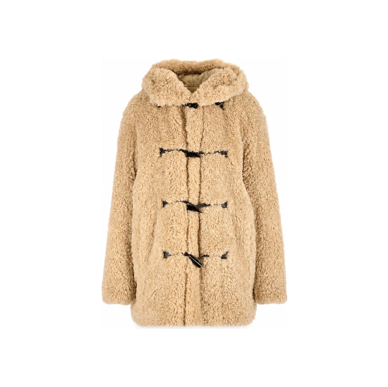Isabel Marant FLORENE Shearling Hooded Coat Ecru