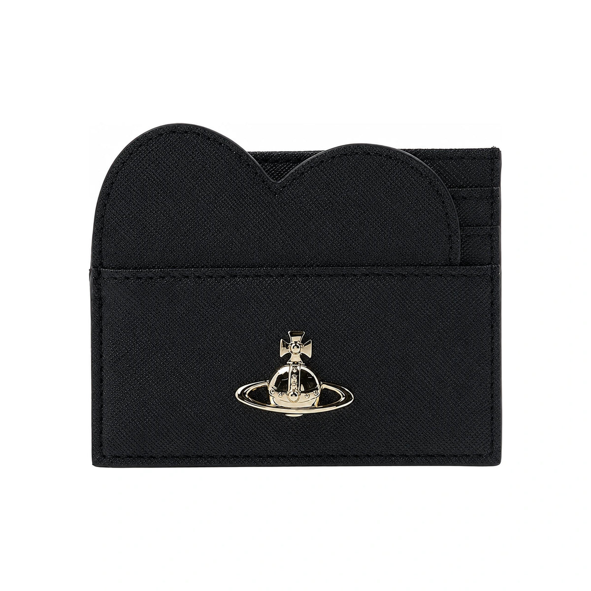 Vivienne Westwood Gold-Tone Saffiano Leather Card Holder Black