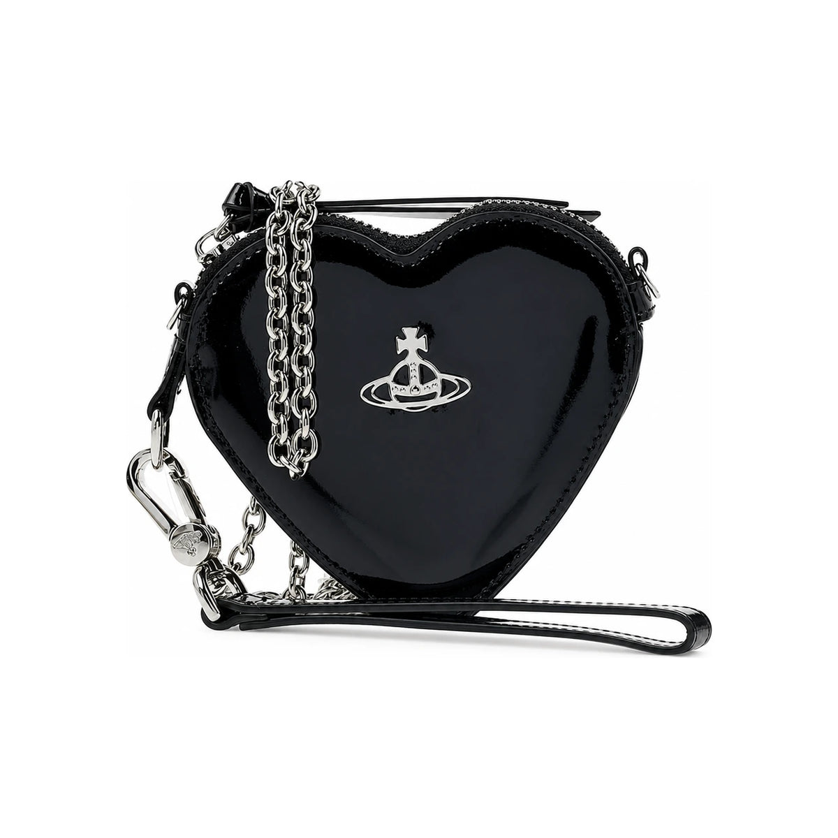 Vivienne Westwood Women’s Heart Wristlet Clutch Black Leather
