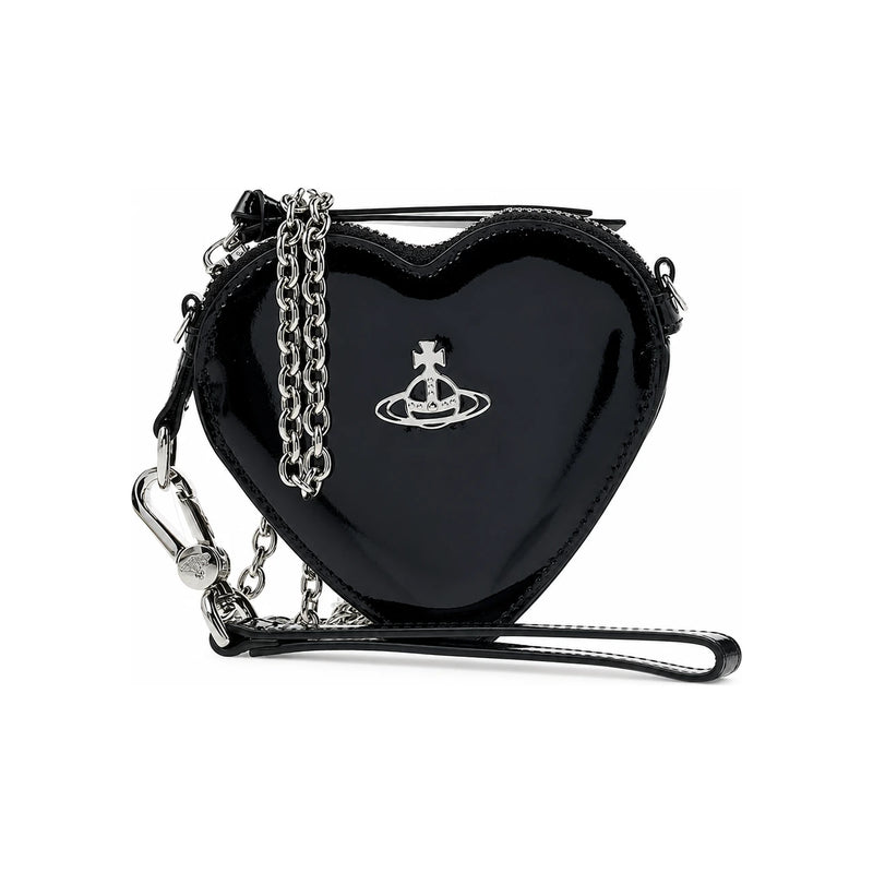 Vivienne Westwood Women’s Heart Wristlet Clutch Black Leather
