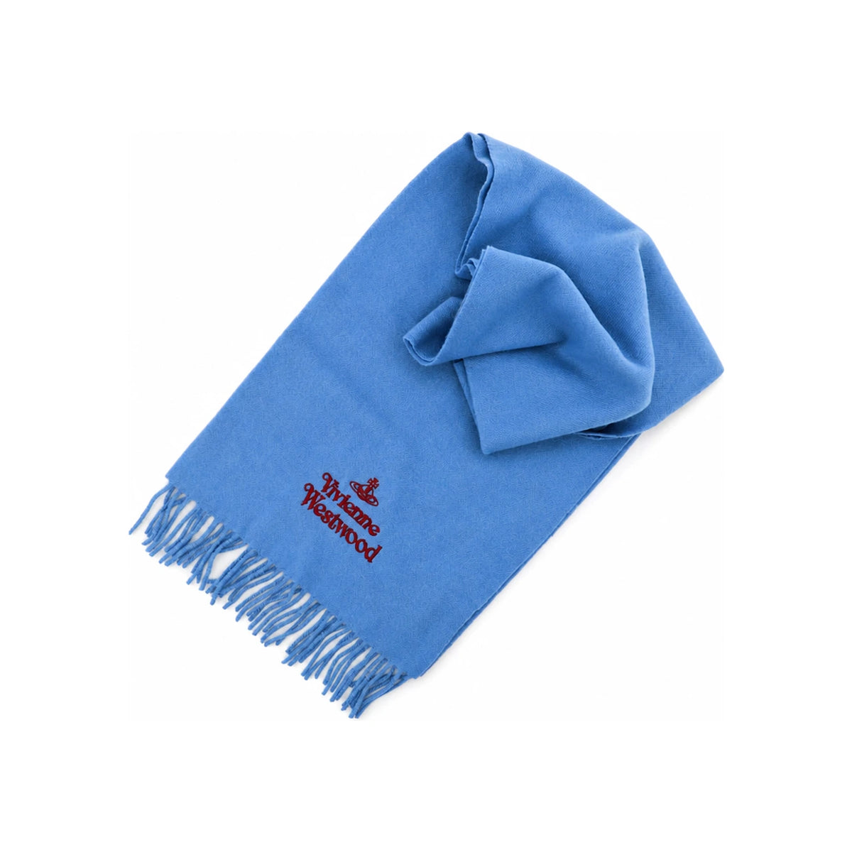 Vivienne Westwood Embroidered Logo Wool Scarf Navy Unisex