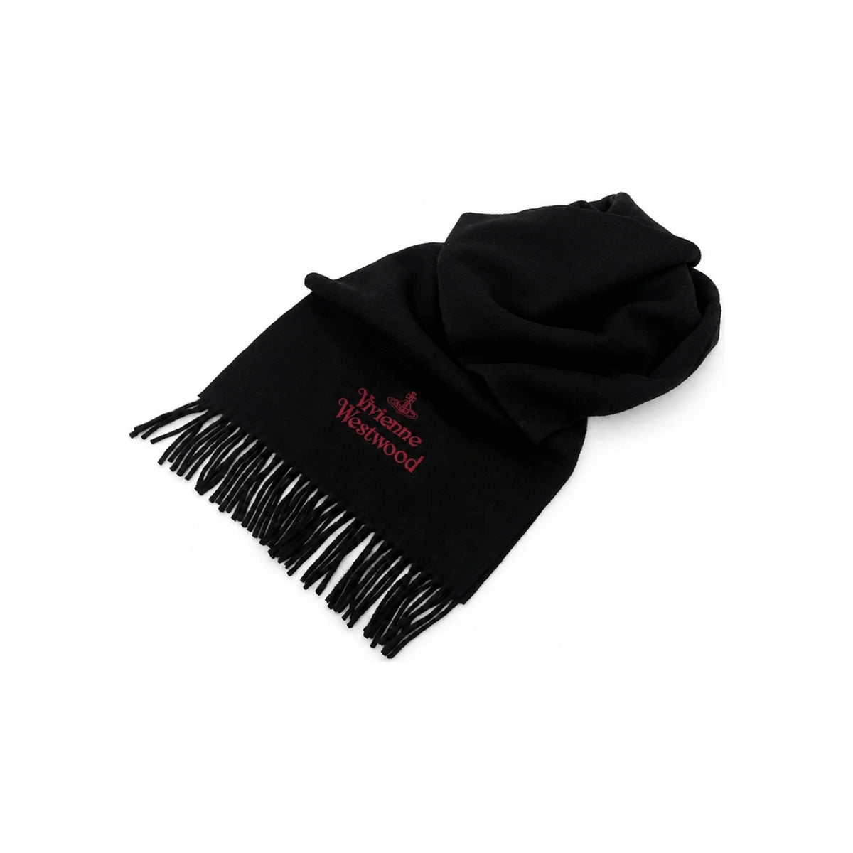 Vivienne Westwood Unisex Logo Wool Scarf Black