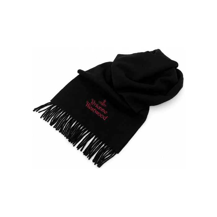 Vivienne Westwood Unisex Logo Wool Scarf Black