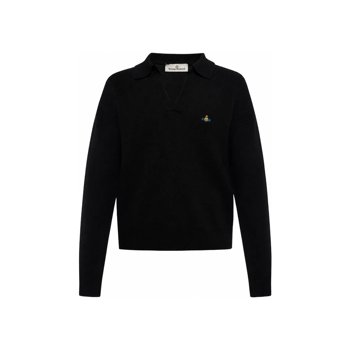 Vivienne Westwood Football Polo Sweater Black Knit Round Neck