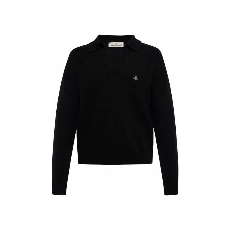 Vivienne Westwood Football Polo Sweater Black Knit Round Neck