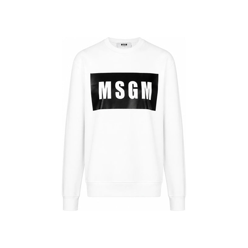 MSGM Square Logo Sweatshirt White Women’s Crewneck Pullover