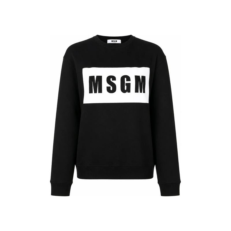MSGM Square Logo Black Sweatshirt Women