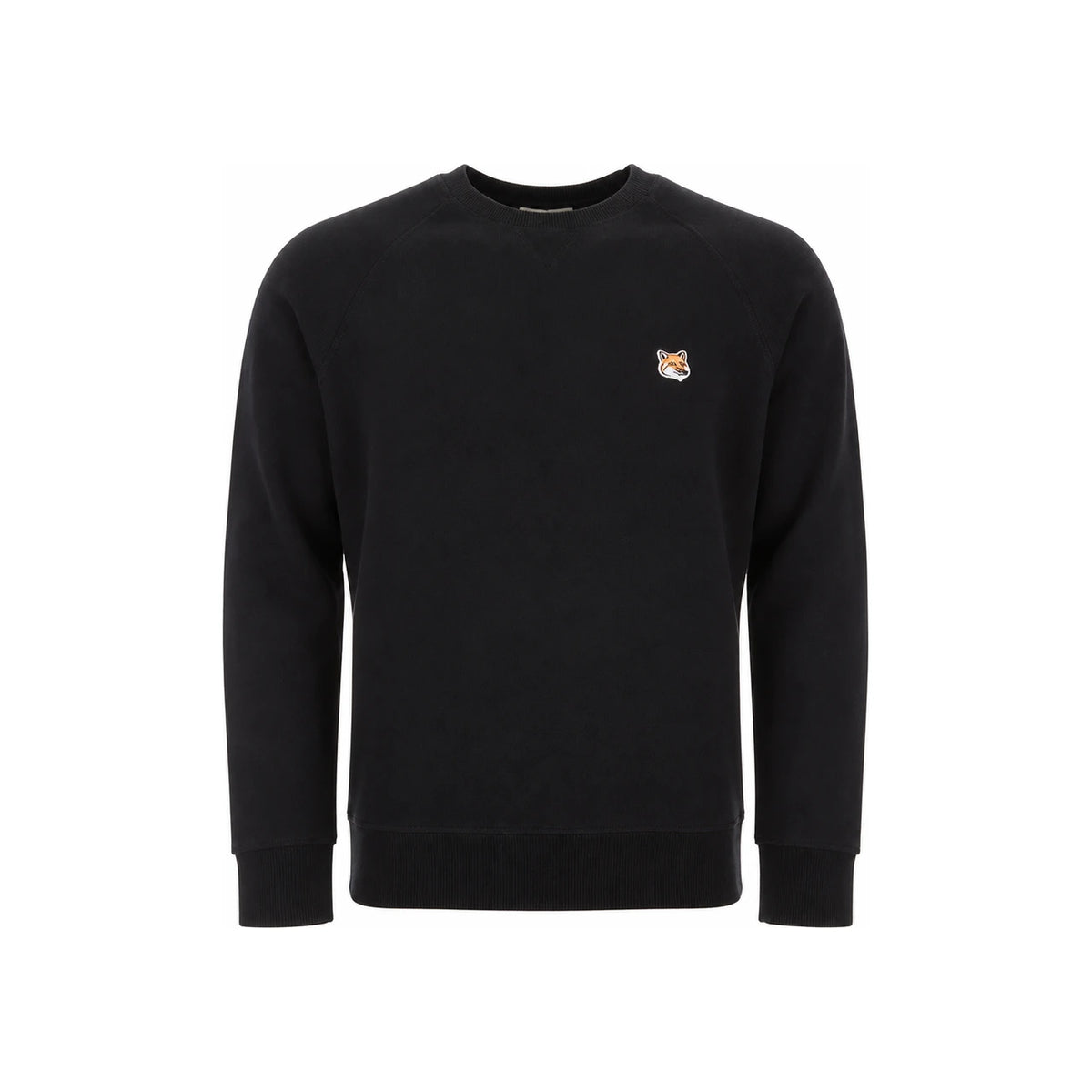 Maison Kitsune Fox Head Logo Black Cotton Crewneck Sweatshirt Men