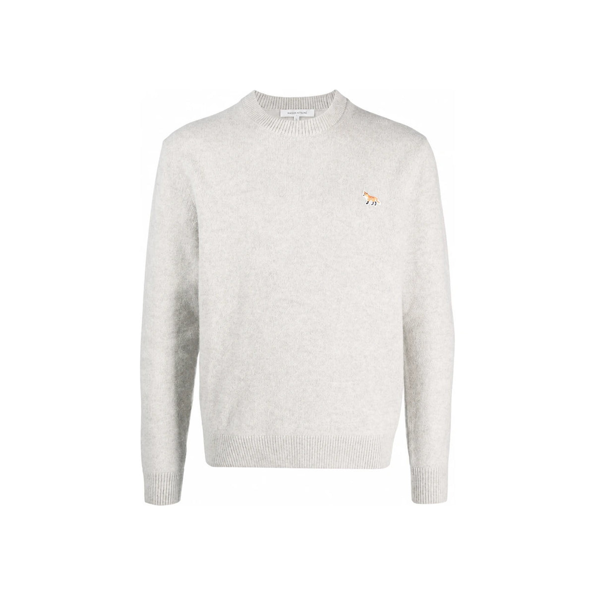 Maison Kitsune Baby Fox Patch Grey Wool Crewneck Sweater Men LM00813 KT1006 H120