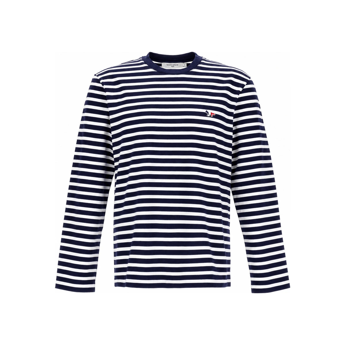 Maison Kitsune Navy Stripe Long Sleeve T-Shirt FU00115 KJ0044 S480