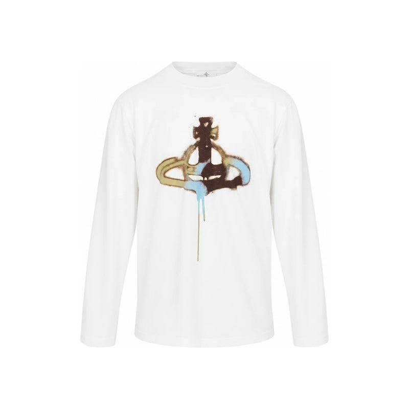 Vivienne Westwood White ORB Print Long Sleeve Unisex T-Shirt
