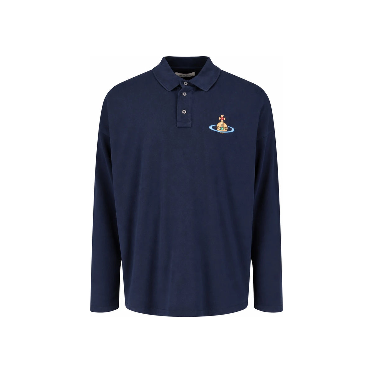 Vivienne Westwood ORB Logo Long Sleeve Polo Shirt Navy