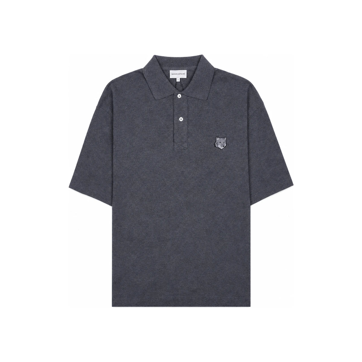 Maison Kitsune Bold Fox Head Oversized Polo T-Shirt Gray MM00202 KJ7010 H170