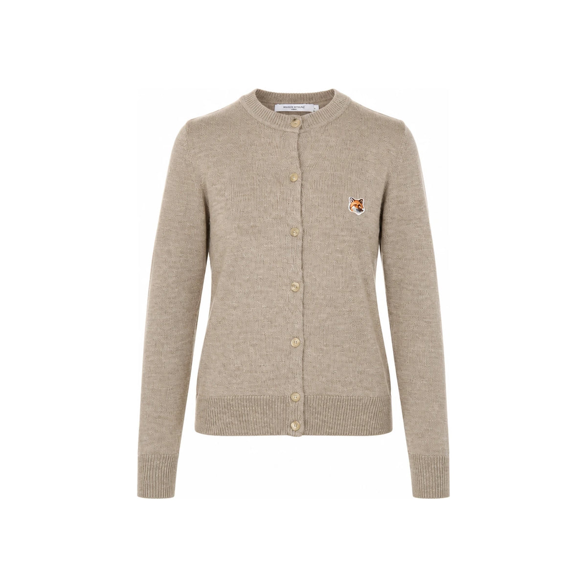 Maison Kitsune Women's Fox Knit Cardigan Heather Beige HW00521KT1036 H250