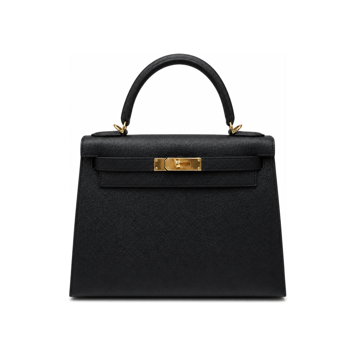 HERMES Kelly 28 Epsom Leather Tote Bag Black Gold Hardware