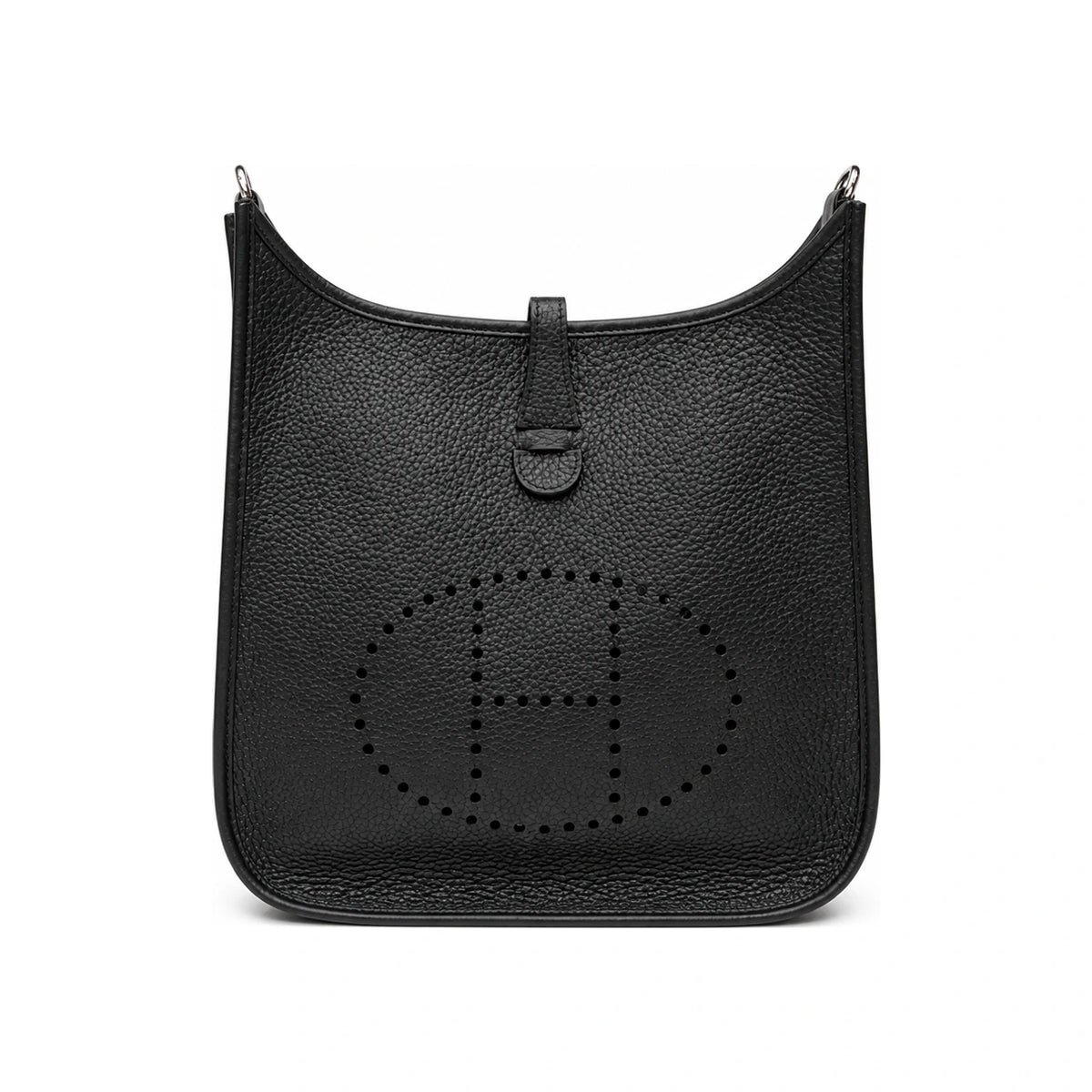 HERMES Black Leather Evelyne 29 Crossbody Bag Silver Hardware