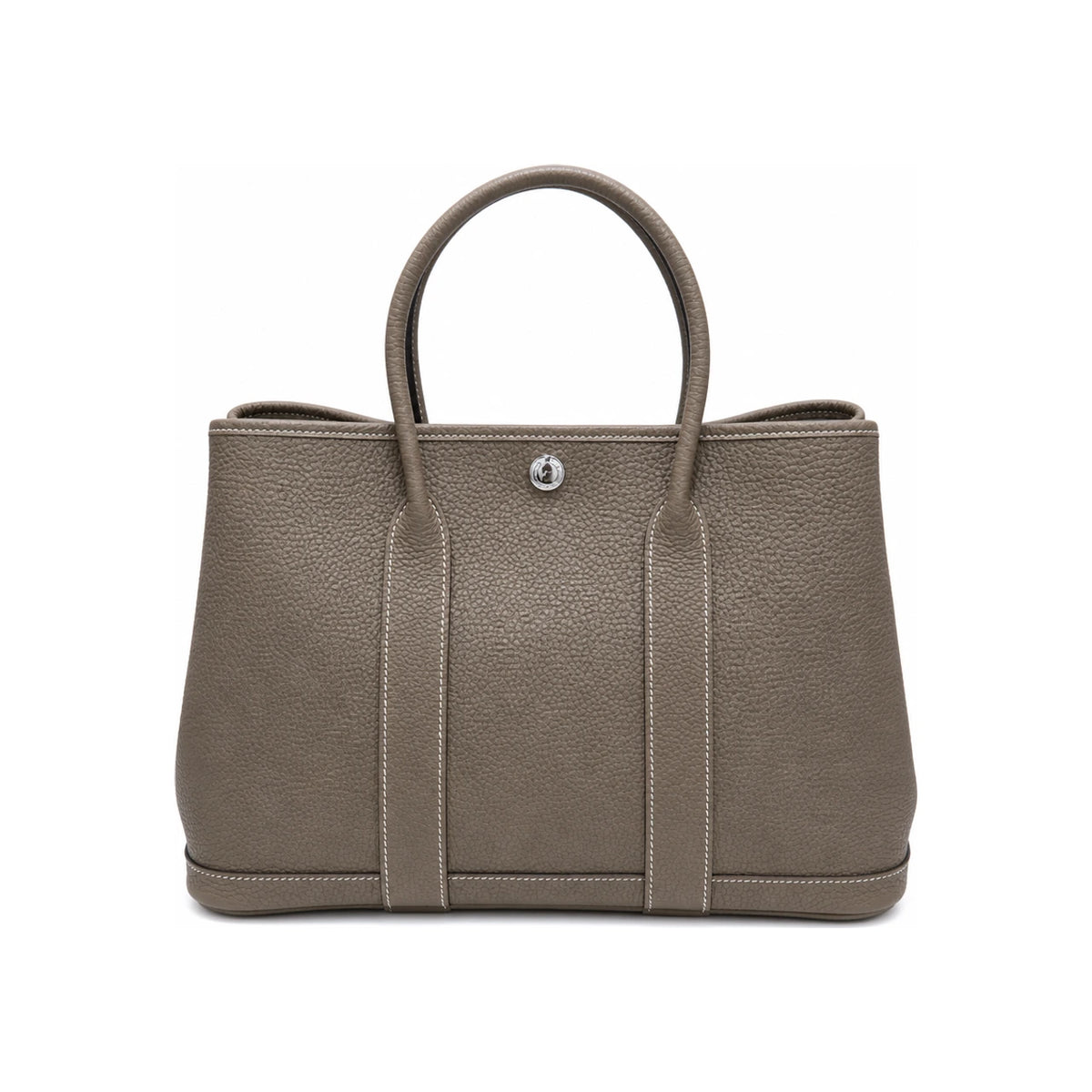 HERMES Garden Party Tote Bag Etoupe Negonda Leather Palladium Hardware 30