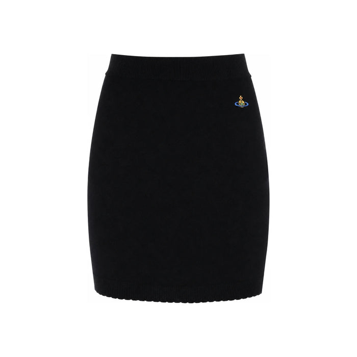 Vivienne Westwood Via Logo Embroidered Mini Skirt Black