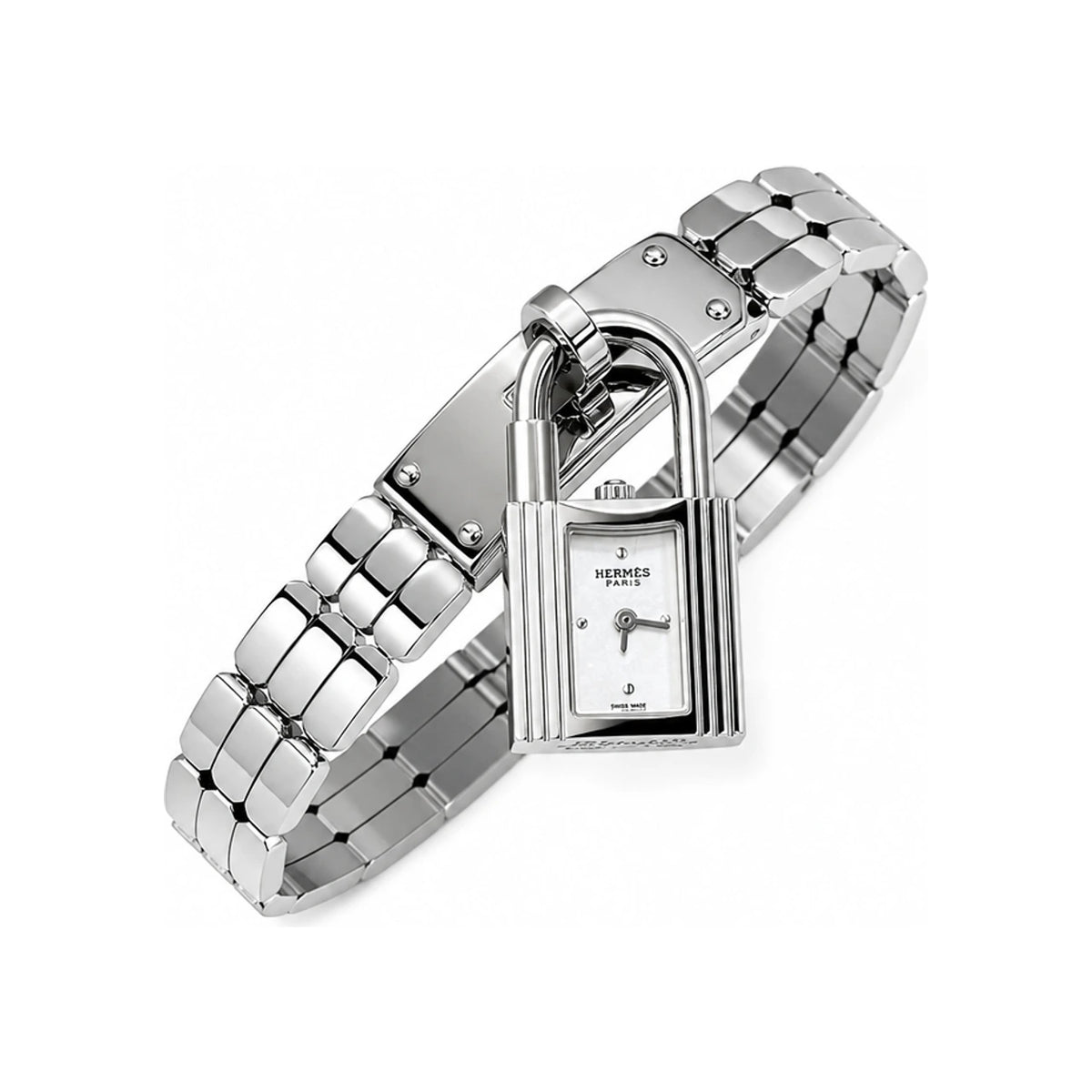 HERMES Kelly Mini Steel Lock Bracelet Watch for Women