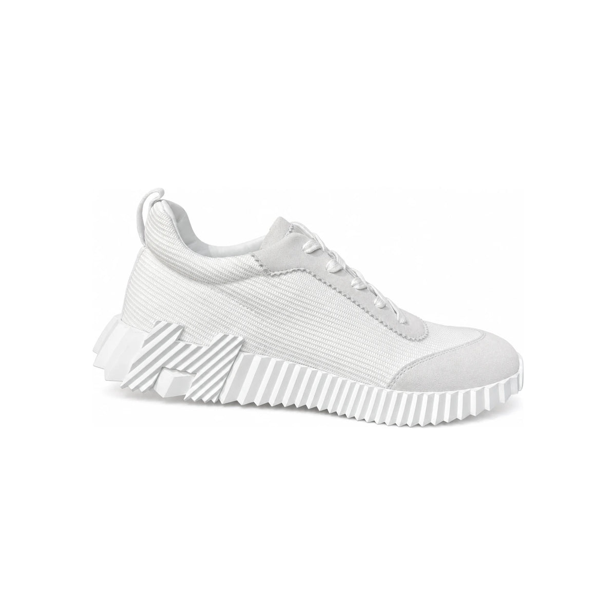 HERMES Bouncing White Mesh H Logo Low Top Sneakers for Men