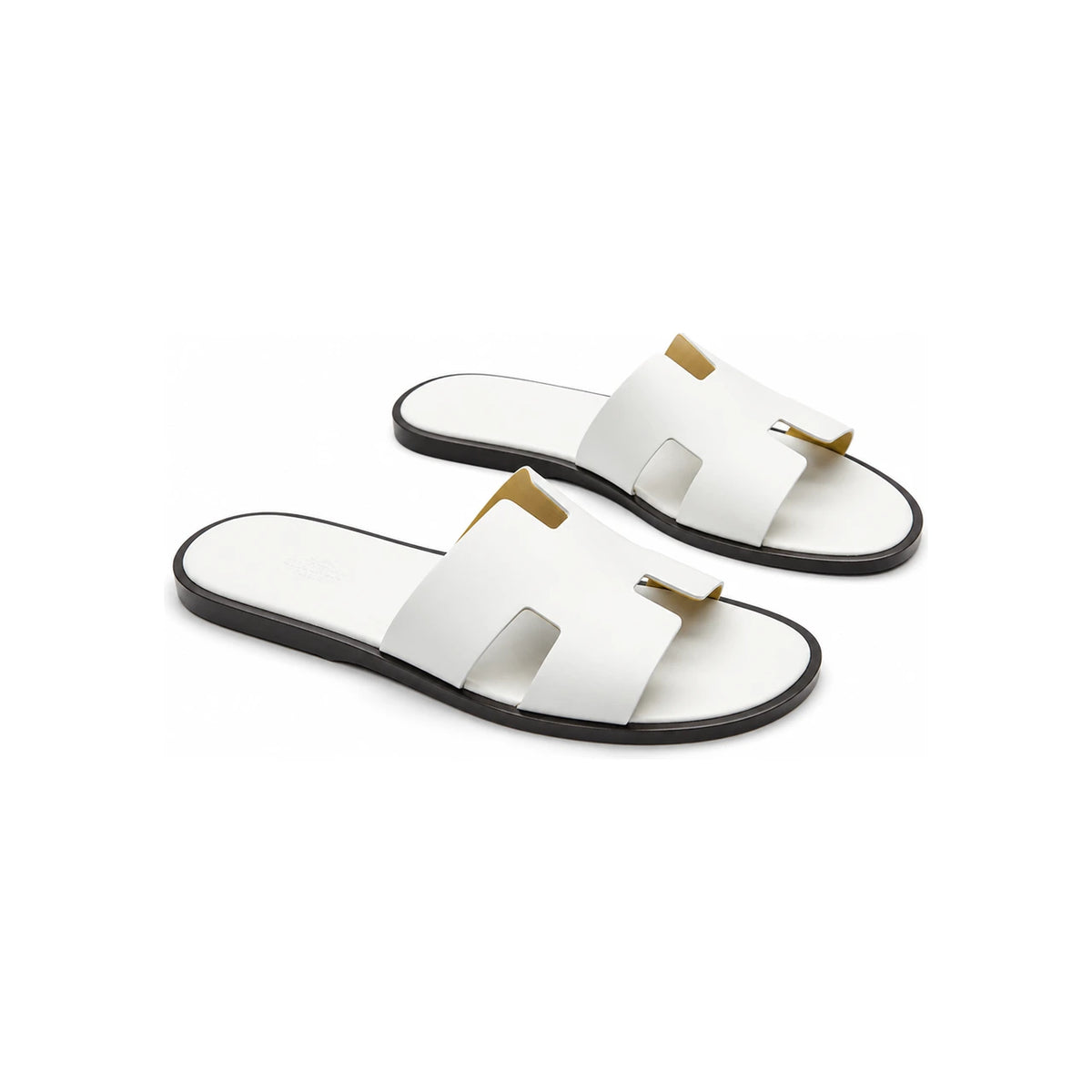 HERMES Izmir Sandals Calfskin White Slippers