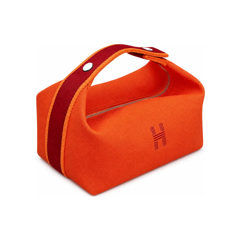 HERMES Orange Canvas Mini Bride-a-Brac Pouch Unisex