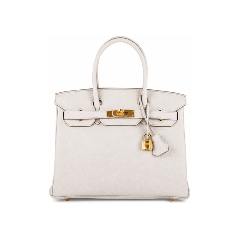 HERMES Togo Leather Birkin Bag Beton Color 30 Tote Unisex