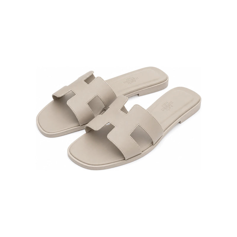HERMES Oran Sandals Calfskin Beige Mastic