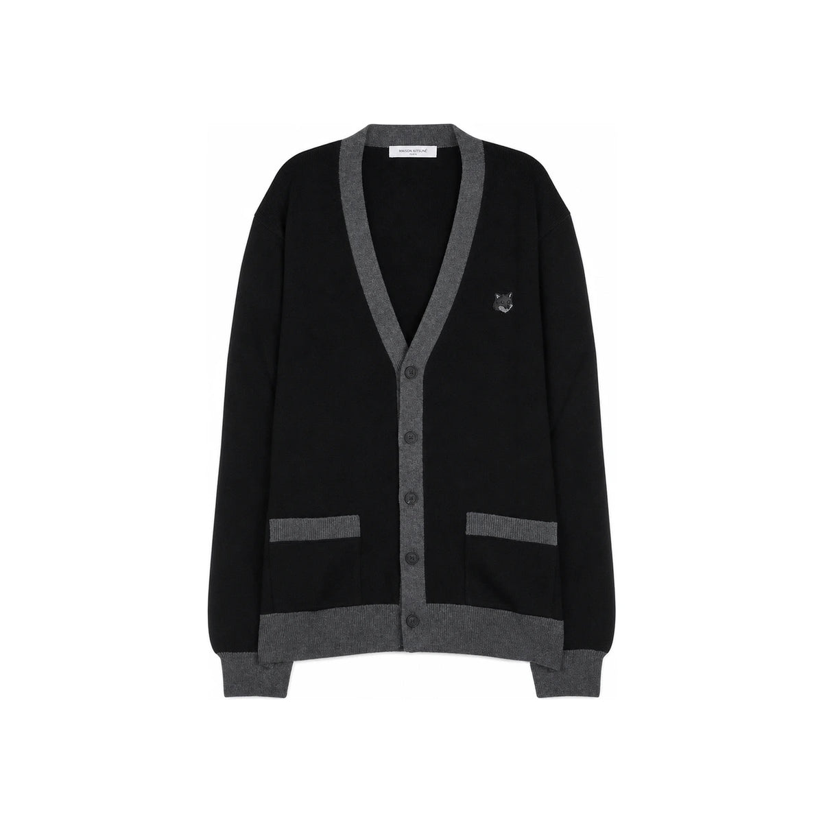 Maison Kitsune Bold Fox Head Patch Bicolor Two-Tone Cardigan NM00507 KT1036 P199