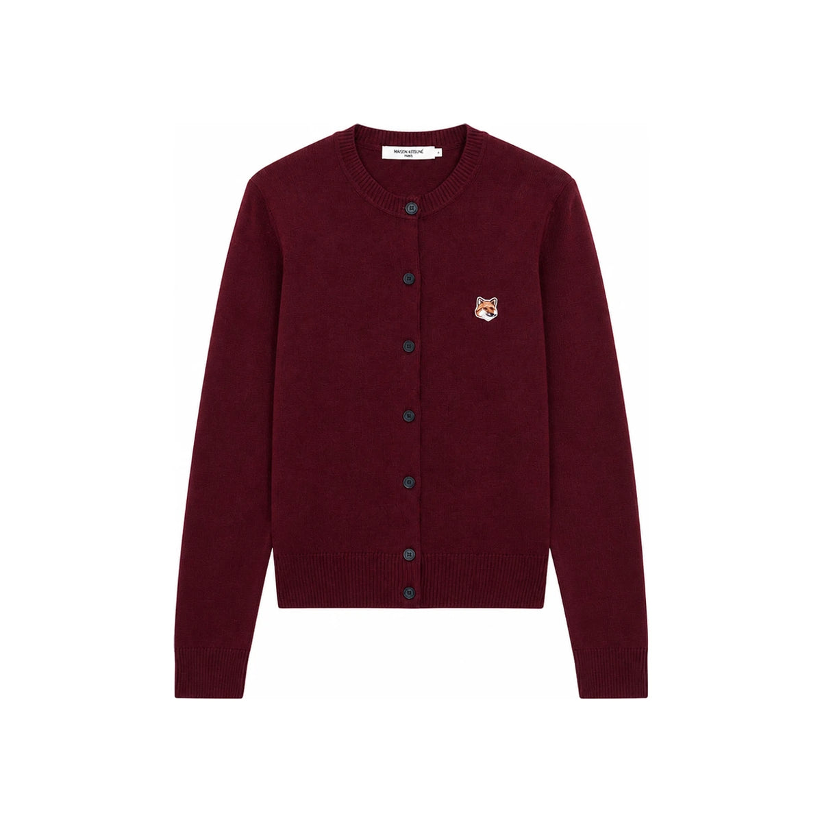 Maison Kitsune Fox Head Wool Cardigan Women Wine