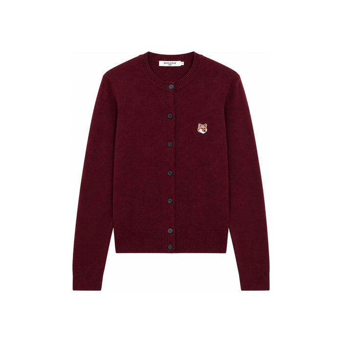 Maison Kitsune Fox Head Wool Cardigan Women Wine