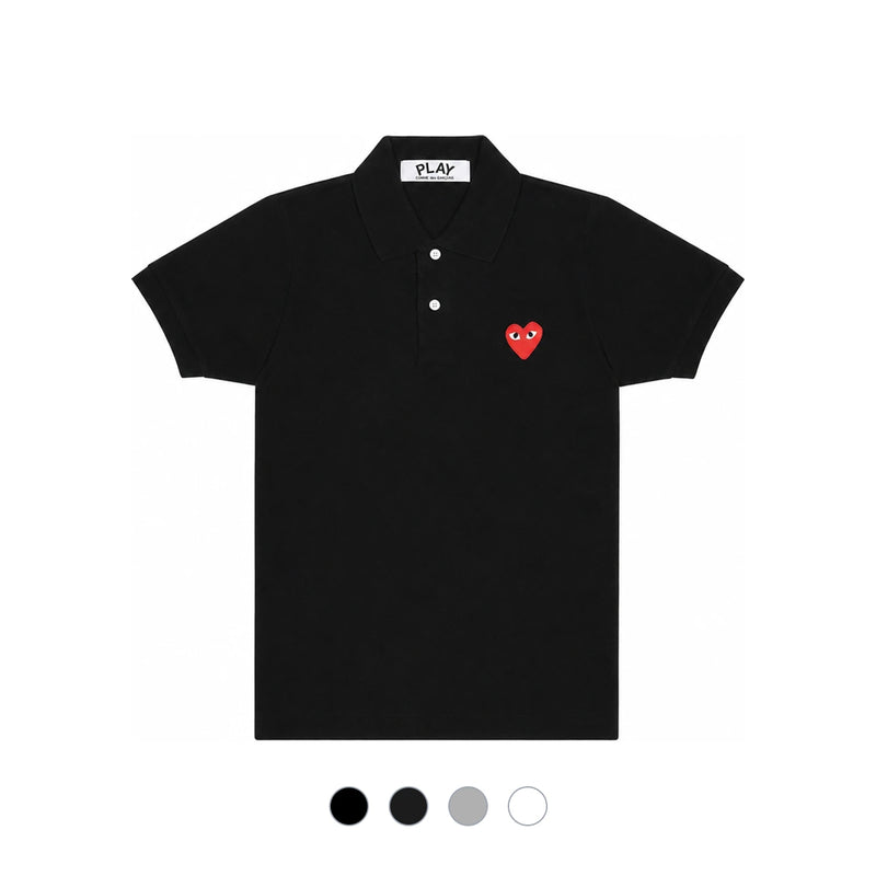 Comme des Garcons Unisex Short Sleeve Polo T-Shirt Black Cotton