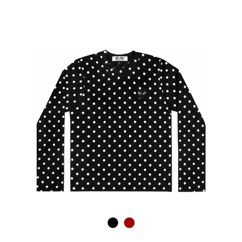 Comme des Garcons Women’s Long Sleeve T-Shirt Red Heart Dot Print
