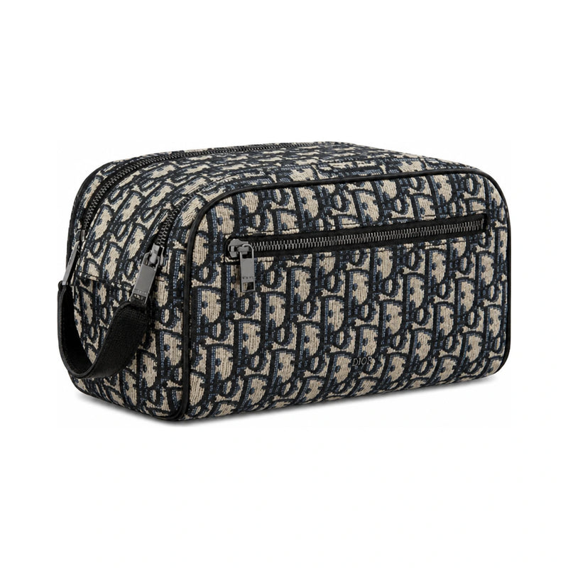 DIOR Oblique Beige Black Toiletry Golf Pouch Unisex