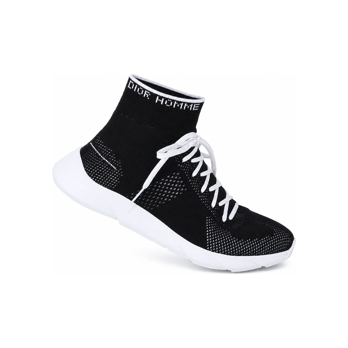 DIOR White Knit Sock Sneakers Low-Top