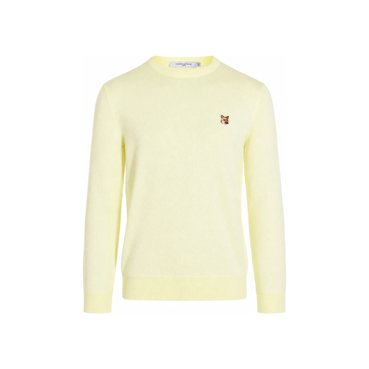 Maison Kitsune Fox Head Light Yellow Men's Crewneck Sweater IU00504KT1036 P720