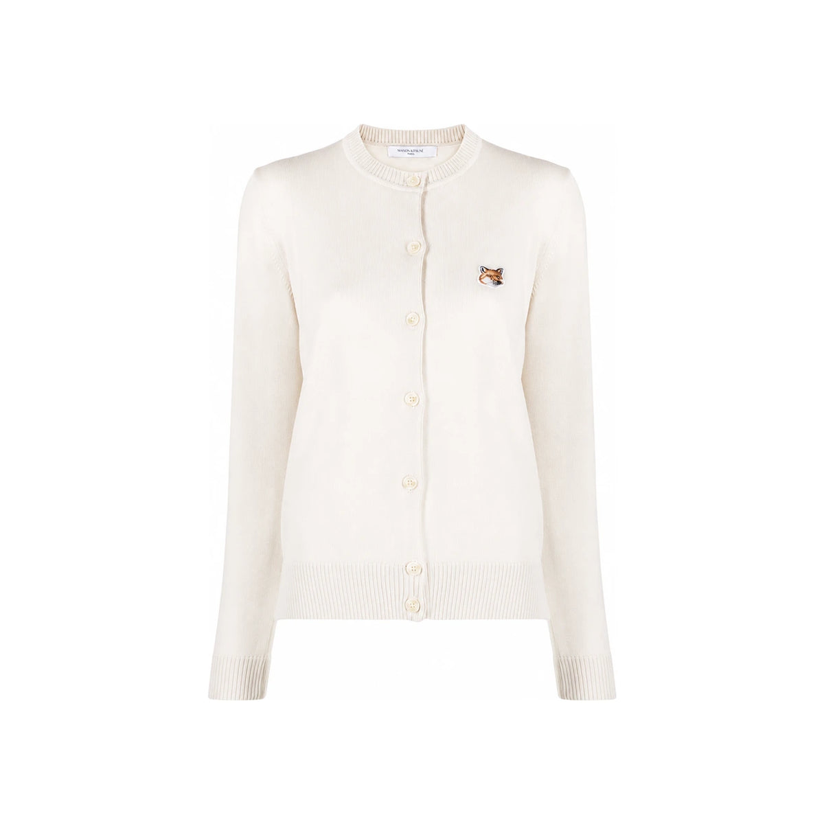 Maison Kitsune Women's Fox Head Patch Cardigan Ecru IW00506KT1036 P701