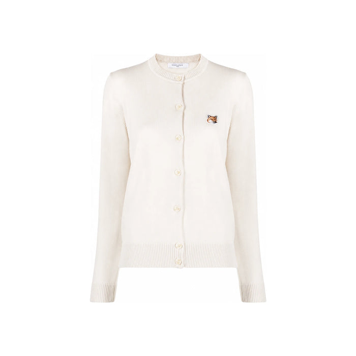 Maison Kitsune Women's Fox Head Patch Cardigan Ecru IW00506KT1036 P701