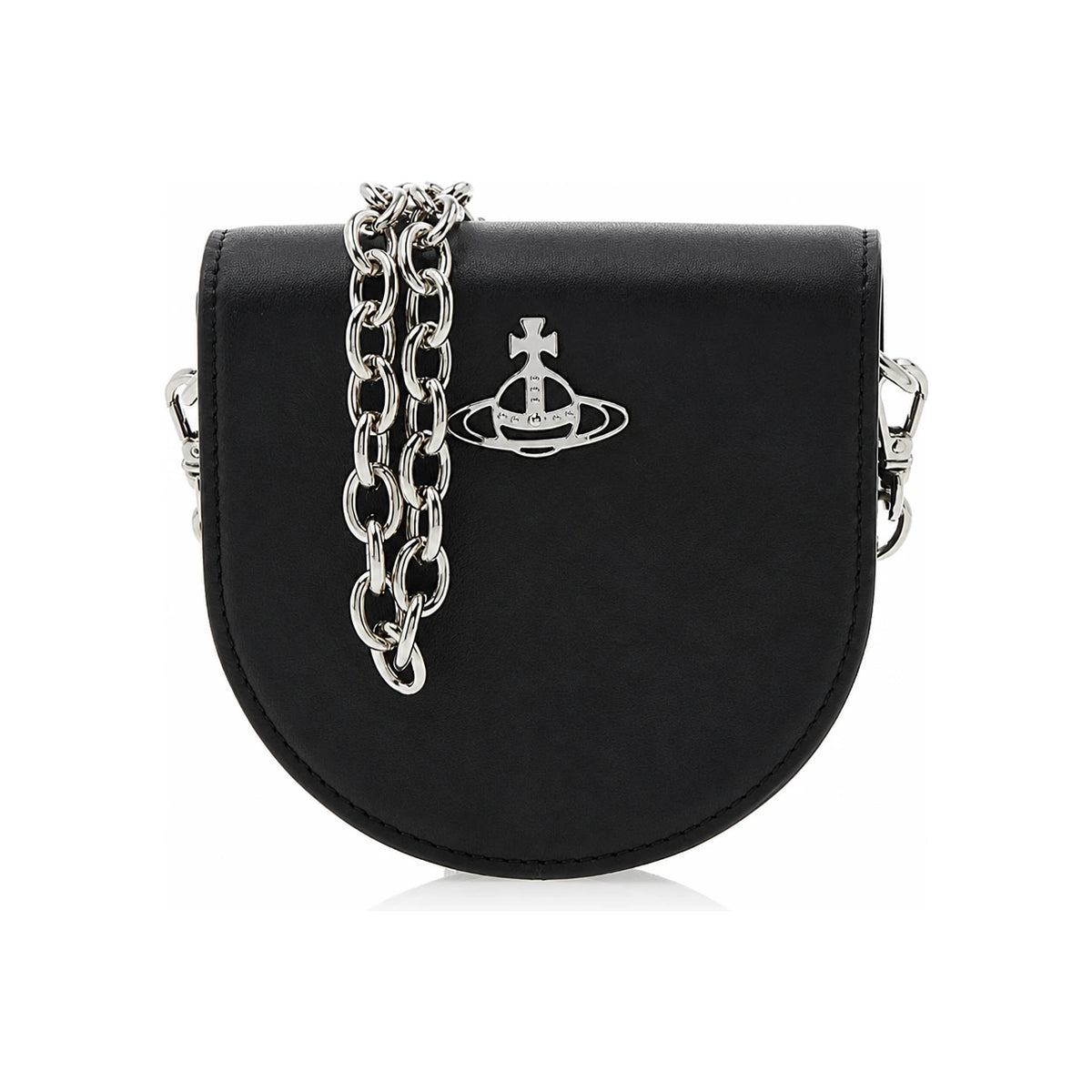 Vivienne Westwood Smooth Leather Nano Saddle Crossbody Bag Black