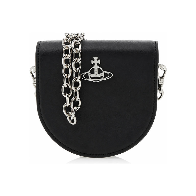 Vivienne Westwood Smooth Leather Nano Saddle Crossbody Bag Black