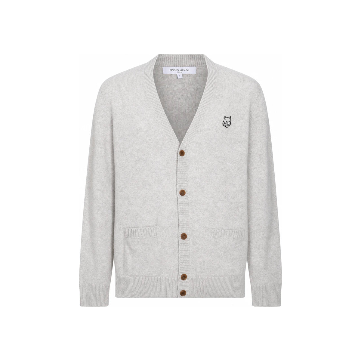 Maison Kitsune Bold Fox Head Patch Wool Cardigan Navy Men